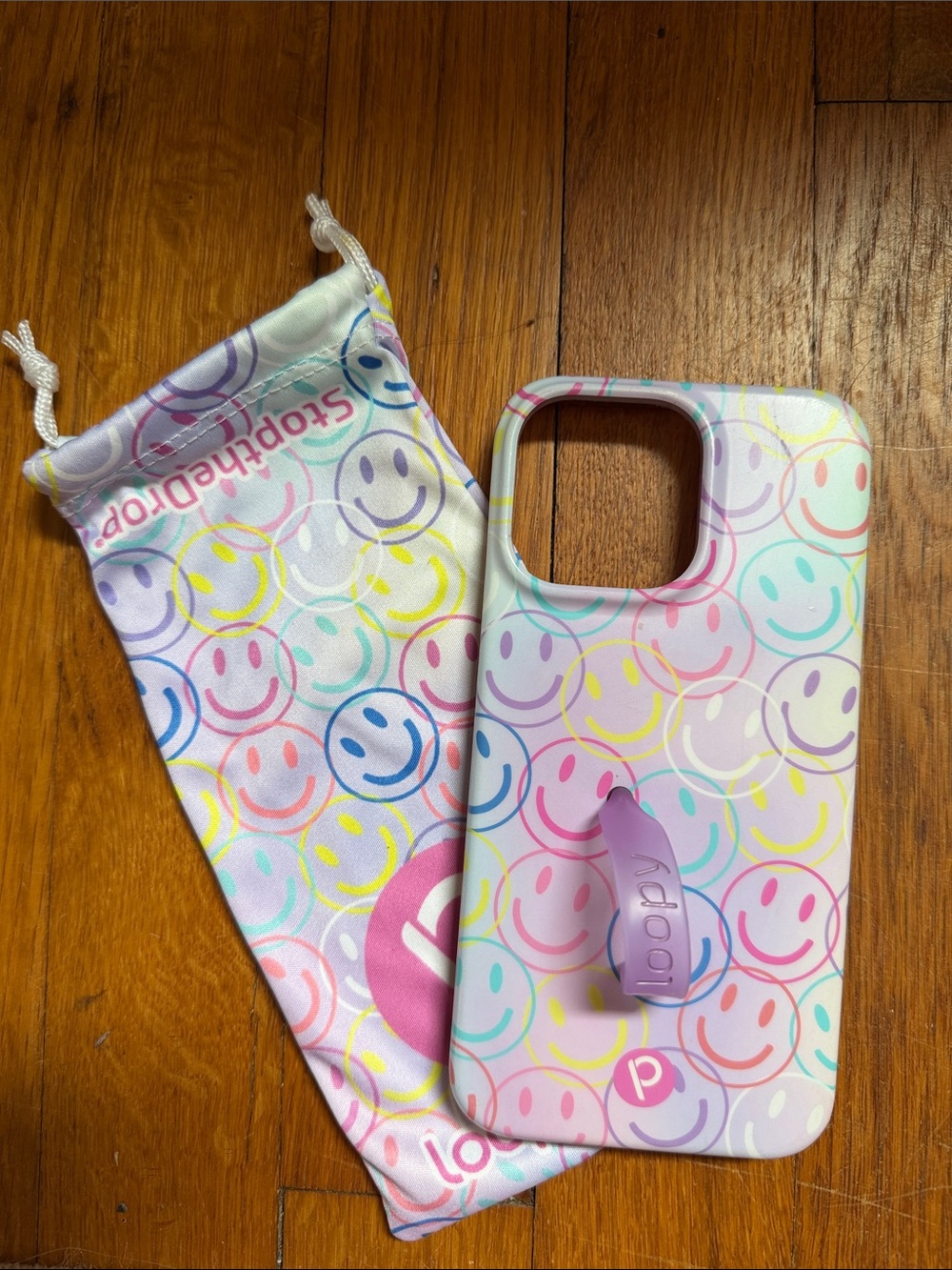 Smiley Loopy Phone Case w/ Purple Loop Grip